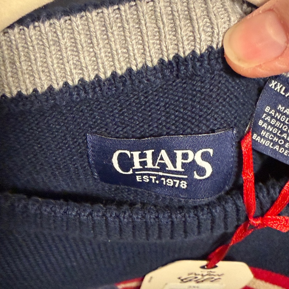 NWT Chaps Men's Navy American Flag Crewneck Sweater 100% cotton - Picture 8 of 8